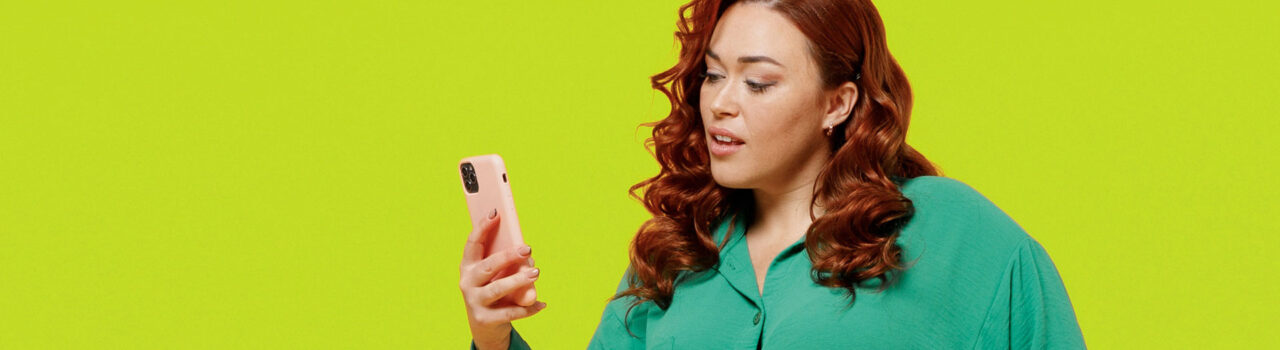 woman looking at phone