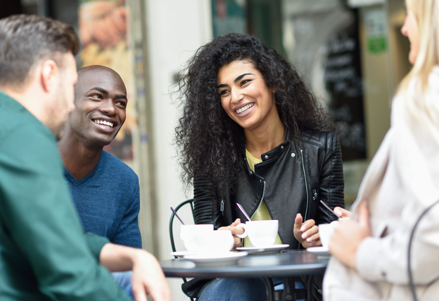 Group of diverse people talking