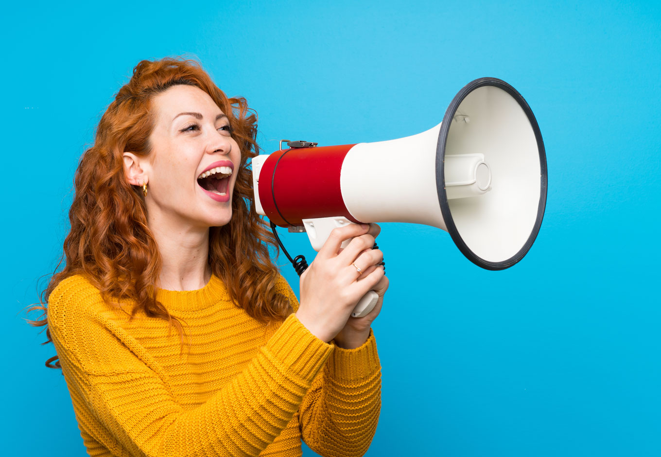 Woman on megaphone