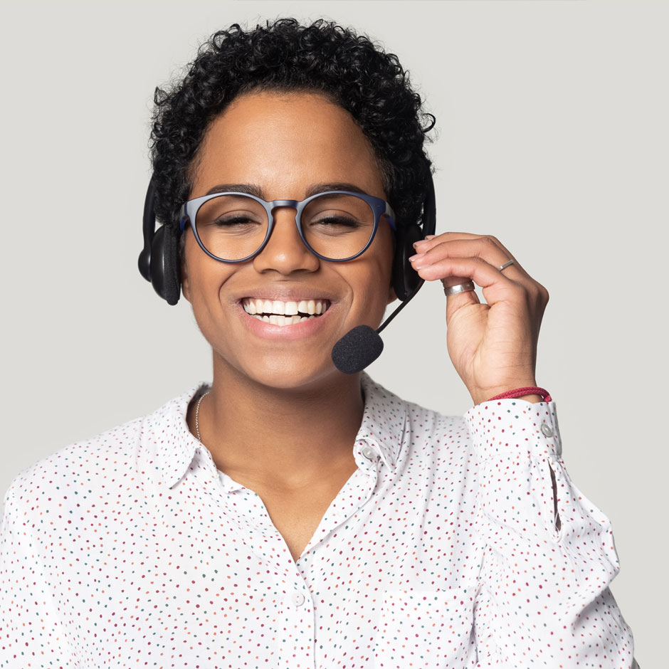 woman on headset