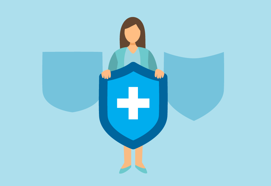 Woman holding Medical Shield Symbol