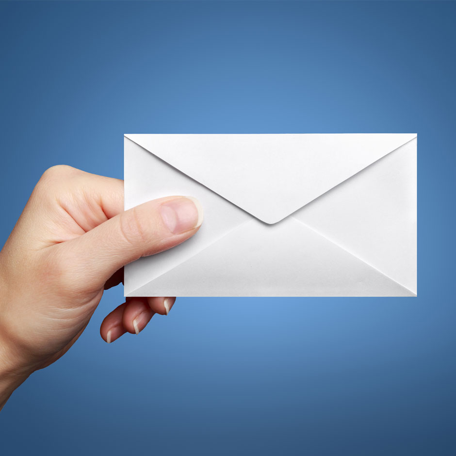 Customer Service 2 hand holding an envelope