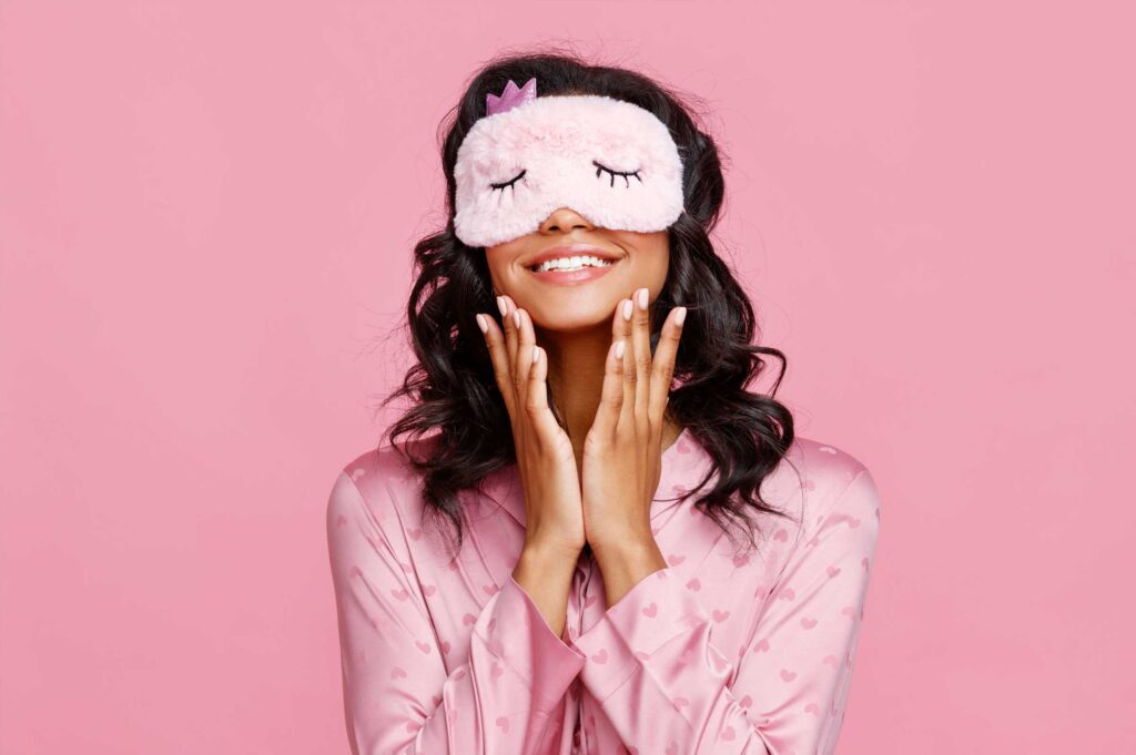 Sleep Apnea and snoring - lady in a sleep mask