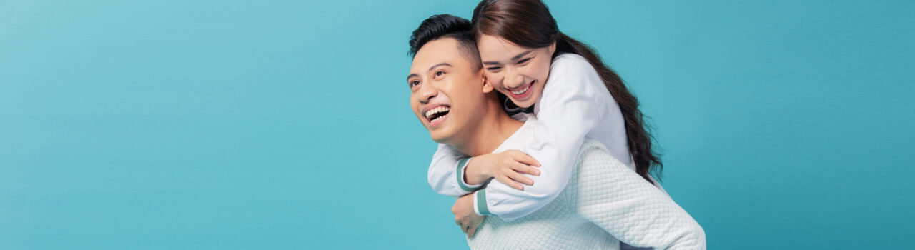 A young couple embracing