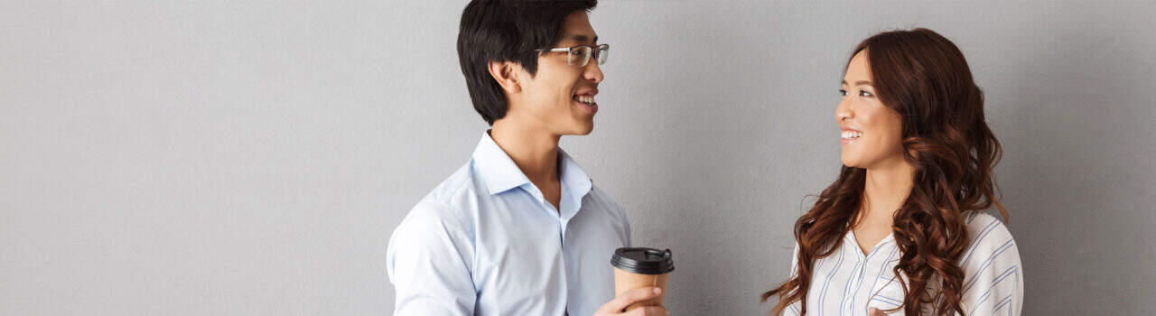 Asian couple talking