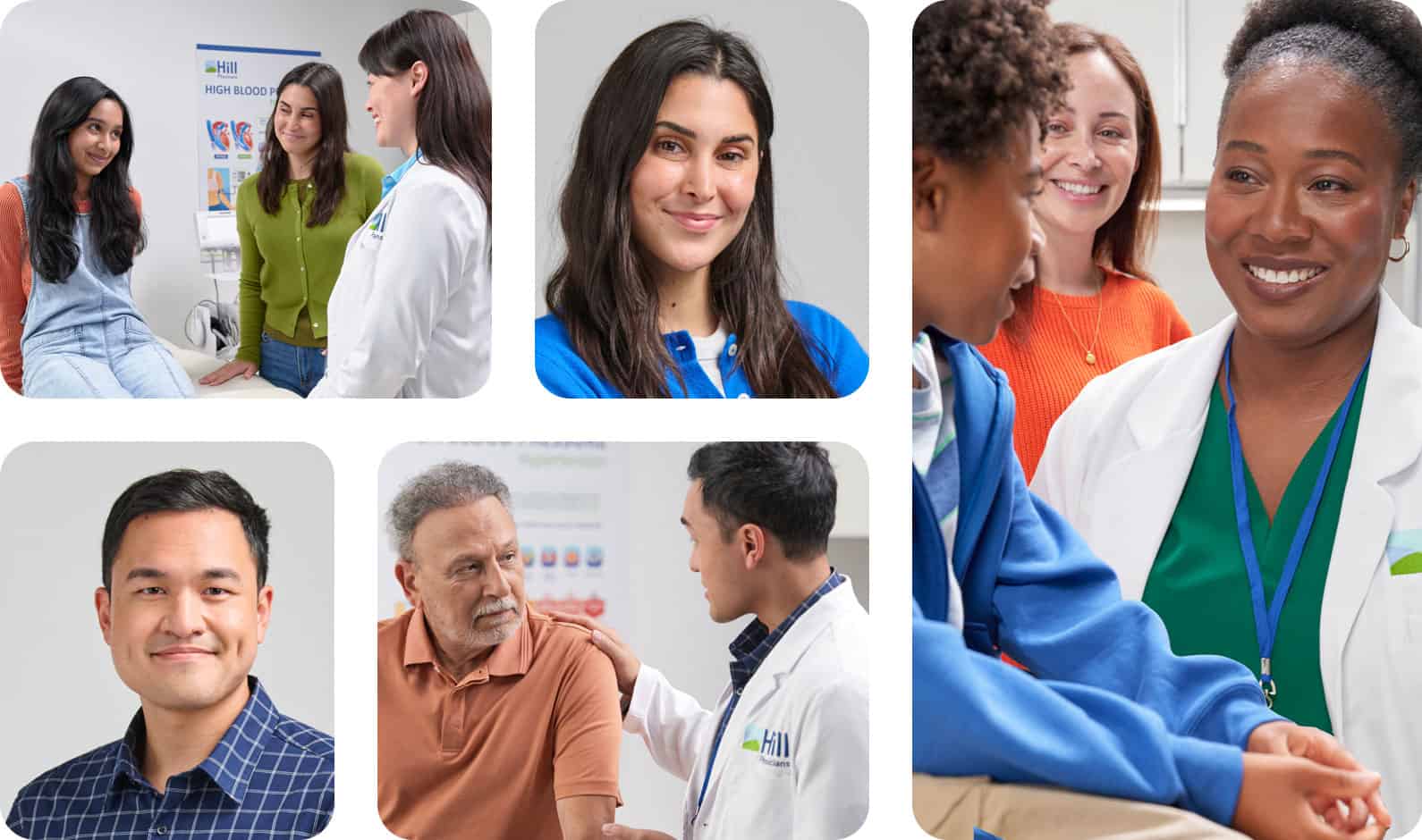 Hill Physicians collage with patients